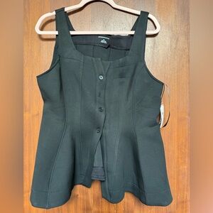 Anthropologie Black Button-Up Peplum Tank Blouse